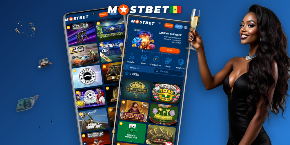 Quatre écrans de l'application Mostbet : paris en direct, roulette, machines à sous et dépôt
