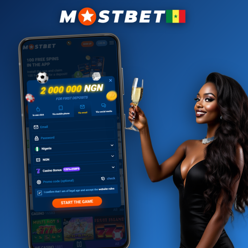 Formulaire d'inscription Mostbet sur smartphone avec champs e-mail et téléphone au Sénégal