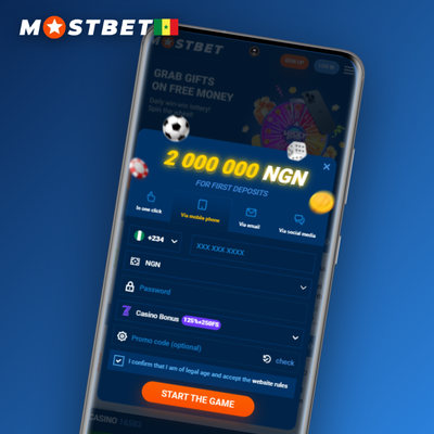 Icône d'inscription en un clic Mostbet avec devise XOF sélectionnée pour le Sénégal